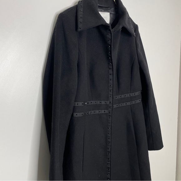 Boss Womens Wool Coat Black Studded Size 10 - Picture 4 of 9